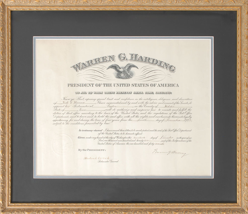 Lot 97 Warren G. Harding Signed Document