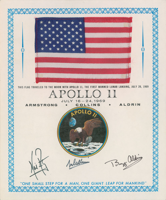 Lot 474 Apollo 11: Amazing fully signed Apollo 11 flag presentation