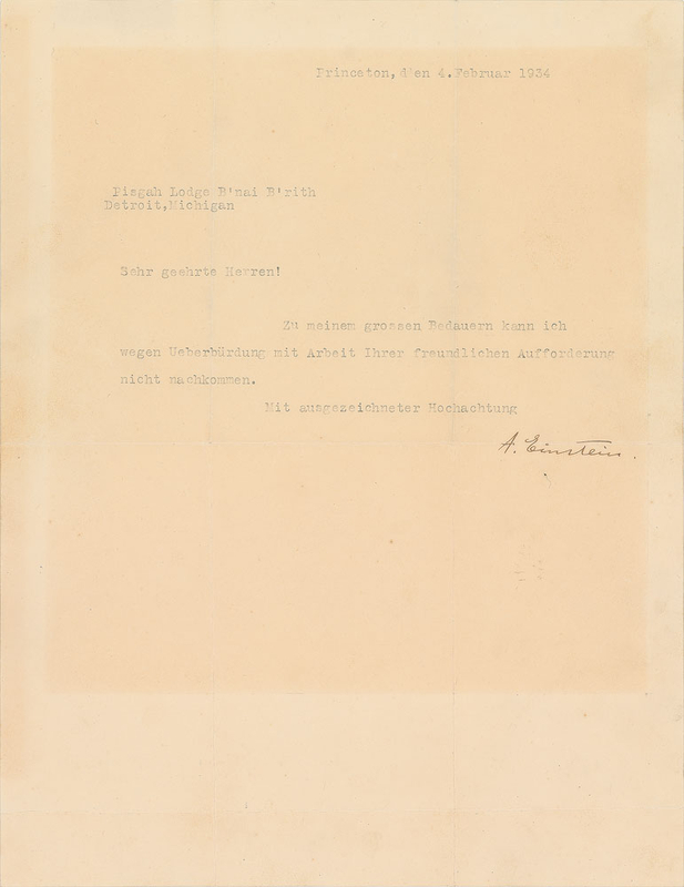 Lot 248 Albert Einstein: Einstein?s early time at Princeton