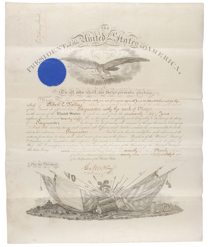 Lot 68 Rutherford B. Hayes: President Hayes restores dignity to a distraught Civil War paymaster