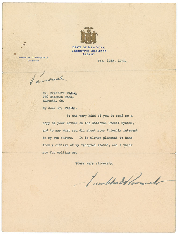 Lot 158 Franklin D. Roosevelt Typed Letter Signed