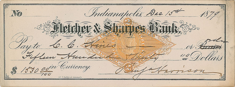 Lot 144 Benjamin Harrison Check