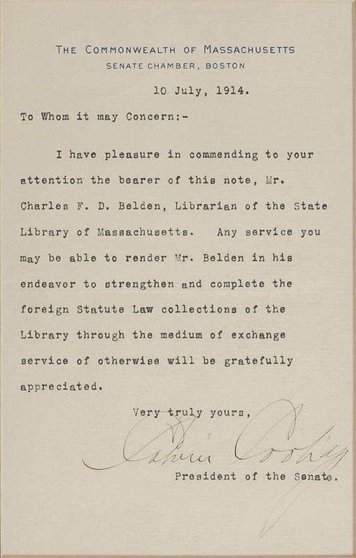 Lot 150 Calvin Coolidge Typed Letter Signed