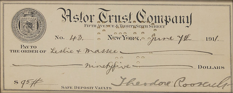 Lot 89 Theodore Roosevelt Check