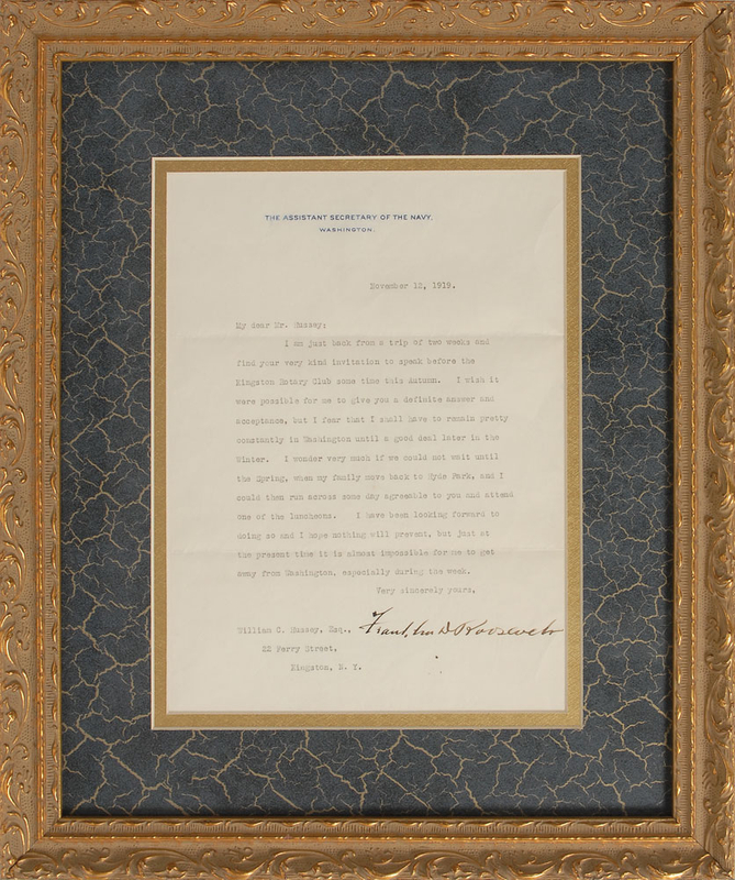 Lot 110 Franklin D. Roosevelt Typed Letter Signed