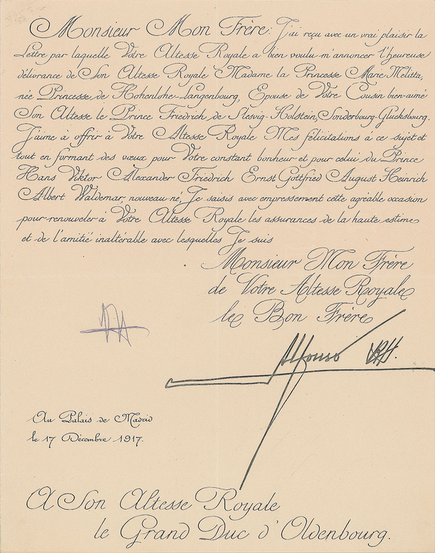 Lot 344 King Alfonso XIII Signed Letter