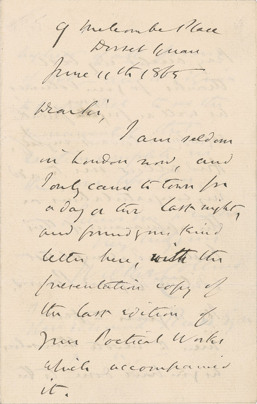 Lot 611 Wilkie Collins Handwritten Letter Signed