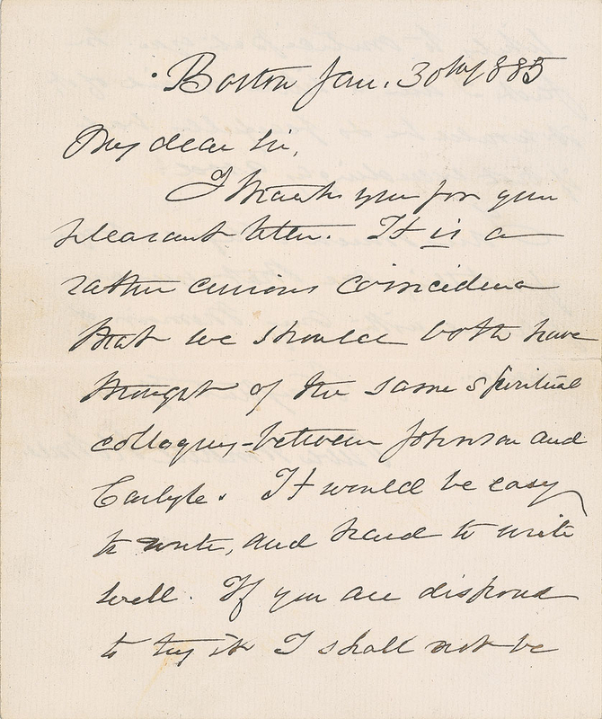 Lot 624 Oliver Wendell Holmes, Sr Handwritten Letter Signed