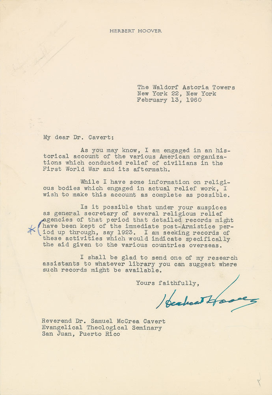 Lot 100 Herbert Hoover Letters