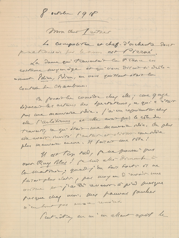 Lot 660 Camille Saint-Saens Handwritten Letter Signed