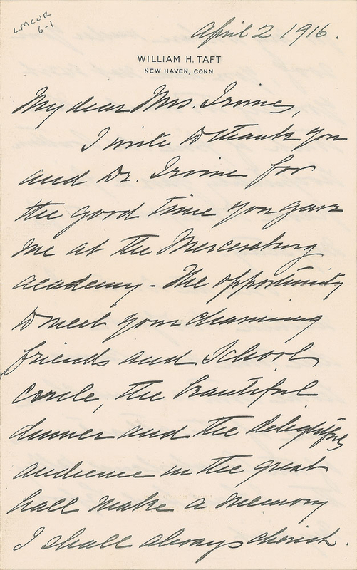 Lot 95 William H. Taft Handwritten Letter Signed