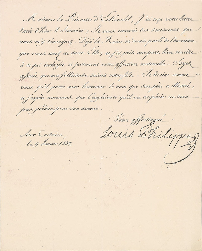 Lot 354 King Louis-Philippe Signed Letter