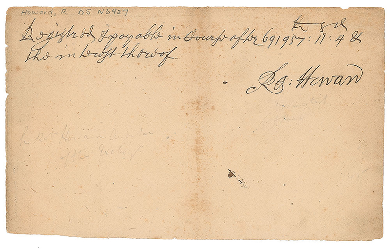 Lot 625 Robert Howard Signed Document