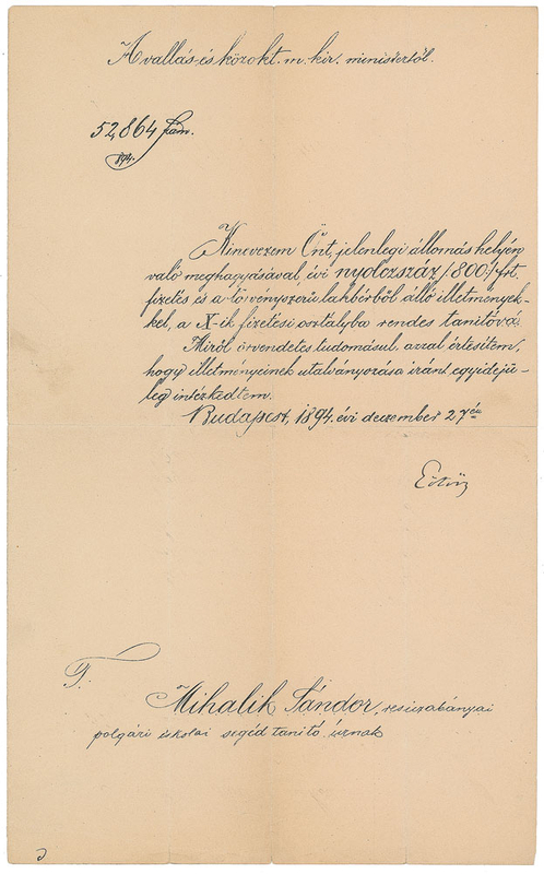 Lot 249 Lorand Eotvos Signed Document