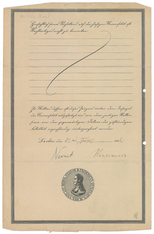 Lot 367 Walther Nernst Signed Document