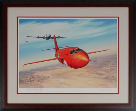 Lot #471 Chuck Yeager: Stunning original painting of Yeager?s Mach 1 flight - Image 3