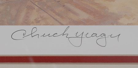 Lot #471 Chuck Yeager: Stunning original painting of Yeager?s Mach 1 flight - Image 4