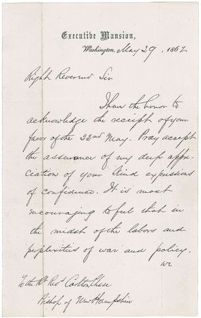 Lot #909 Abraham Lincoln: Lincolnâ€™s gratitude for 