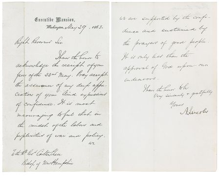 Lot #909 Abraham Lincoln: Lincolnâ€™s gratitude for 