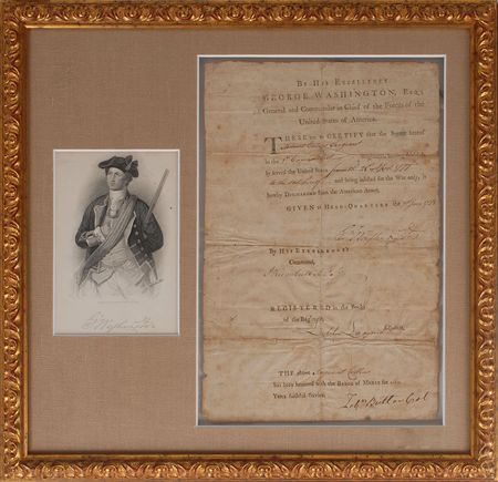 Lot #916 George Washington: 1783 Continental Army discharge awarding a Badge of Merit to Sergeant Samuel Collins - Image 1