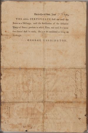 Lot #916 George Washington: 1783 Continental Army discharge awarding a Badge of Merit to Sergeant Samuel Collins - Image 3