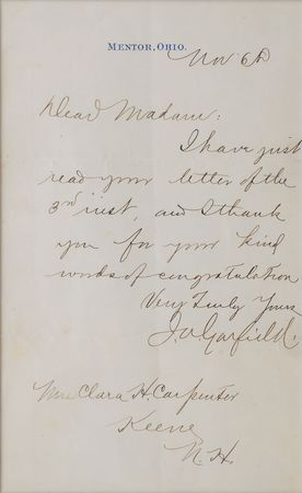 Lot #71 James A. Garfield Signed Letter - Image 1