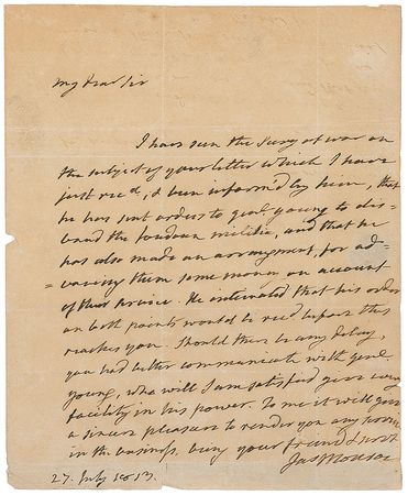 Lot #21 James Monroe: “I have seen the Sec'y of