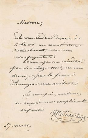 Lot #678 Henri Vieuxtemps Handwritten Letters Signed - Image 2