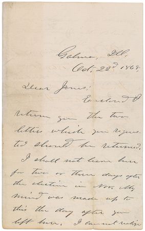 Lot #65 U. S. Grant: Facing the threat of assassination on the eve of the 1868 election - Image 1