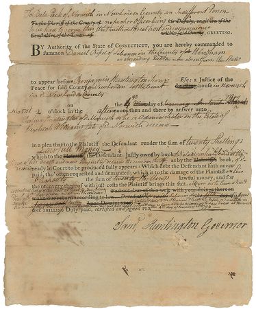Lot #219 Samuel Huntington Signed Document - Image 1