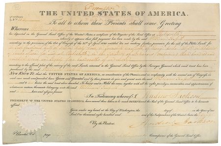 Lot #34 Andrew Jackson Signed Document