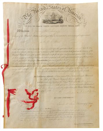 Lot #35 Andrew Jackson: Presidential patent for an