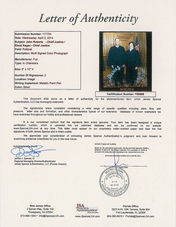 Lot #384 Supreme Court: Roberts and Kagan - Image 2