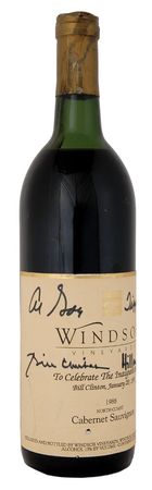Lot #207 Bill and Hillary Clinton Wine Bottle - Image 1