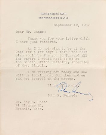 Lot #132 John F. Kennedy Typed Letter Signed - Image 1