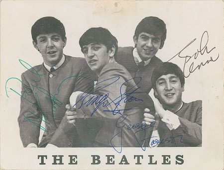 Lot #685 Beatles: Lennon and McCartney: Beatles fan club card signed by John and Paul - Image 1