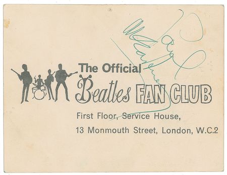 Lot #685 Beatles: Lennon and McCartney: Beatles fan club card signed by John and Paul - Image 2