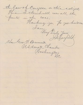 Lot #69 James A. Garfield: Elected president in 1880, Garfield submits his “declination of the senatorship” - Image 2