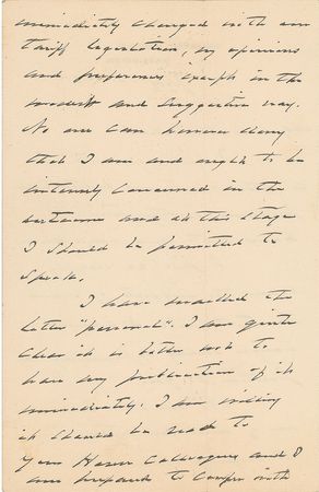 Lot #74 Grover Cleveland: “Subjection to any rate of tariff taxation, great or small, is alike violative of Democratic principle and Democratic good faith” - Image 2