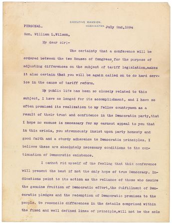 Lot #74 Grover Cleveland: “Subjection to any rate of tariff taxation, great or small, is alike violative of Democratic principle and Democratic good faith” - Image 4