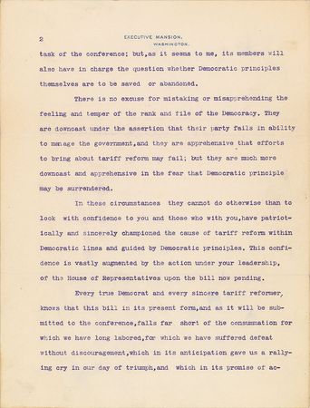Lot #74 Grover Cleveland: “Subjection to any rate of tariff taxation, great or small, is alike violative of Democratic principle and Democratic good faith” - Image 5
