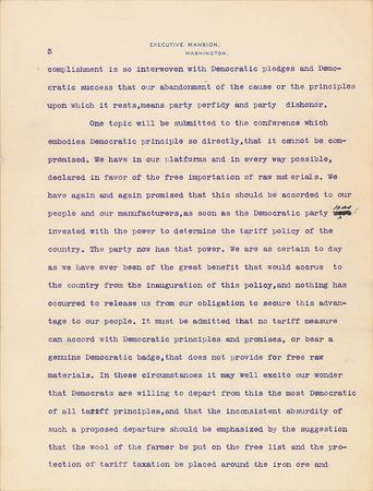 Lot #74 Grover Cleveland: “Subjection to any rate of tariff taxation, great or small, is alike violative of Democratic principle and Democratic good faith” - Image 6