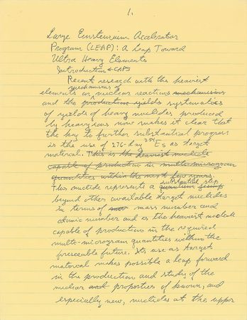Lot #379 Glenn Seaborg Signed Manuscript - Image 1