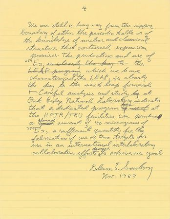 Lot #379 Glenn Seaborg Signed Manuscript - Image 4