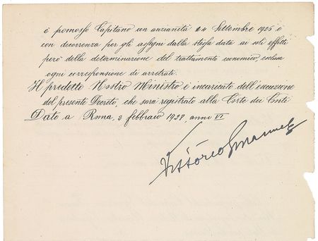 Lot #366 Benito Mussolini and Vittorio Emanuele III Signed Document - Image 1