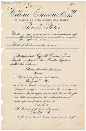 Lot #366 Benito Mussolini and Vittorio Emanuele III Signed Document - Image 3