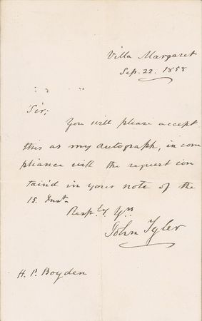 Lot #40 John Tyler Handwritten Letter Signed