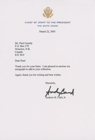 Lot #210 George W. Bush and Andy Card Bookplate and Letter - Image 2