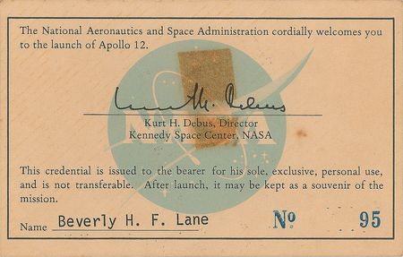 Lot #501 Apollo 12 Launch Pass - Image 2