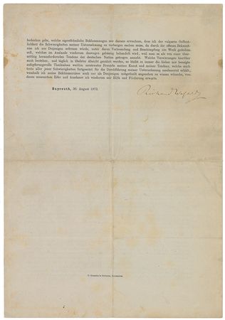 Lot #664 Richard Wagner: Fundraising for the iconic Bayreuth Festival Theatre - Image 1